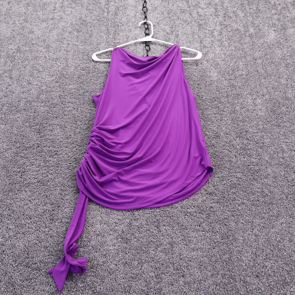 Express Tank Top Womens Small Purple Cowl Neck Ruched Side Tie Sleeveless Blouse